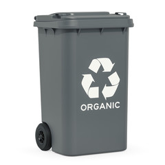 Canvas Print - Grey recycling trash can for organic waste, 3D rendering