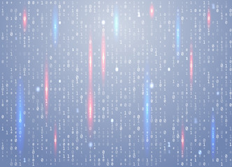 Wall Mural - Vector binary code background with highlight an important element, error, software vulnerability. Big data and programming hacking, decryption and encryption, computer streaming. Coding Hacker