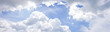 Leinwandbild Motiv Panorama of clear blue sky with white cloud background. Clearing day and Good weather in the morning.