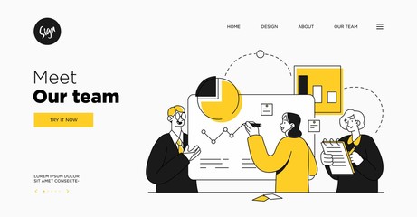 Wall Mural - presentation slide template or landing page website design. business concept illustrations. modern f