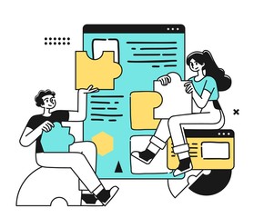 Wall Mural - workflow management business concept illustration. startup team planning their work. modern outline 