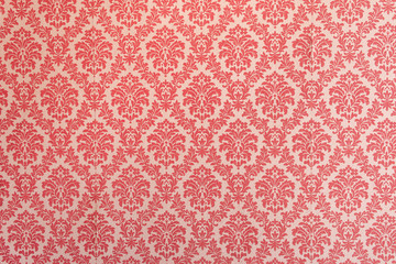 red wallpaper vintage flock with red damask design on a white background retro vintage style
