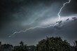 canvas print picture - Lightning in the dark sky
