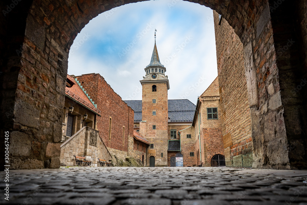 Obraz na płótnie entering a castle through the main gate w salonie