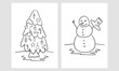 Set of two christmas coloring pages - doodle