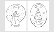 Set of two christmas coloring pages - doodle