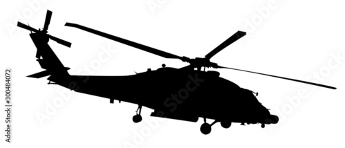 Cuadros en Lienzo helicopter vector silhouette, black isolated on white
