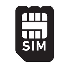 Sim card phone mobile symbol vector black icon