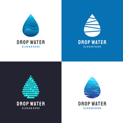 Wall Mural - set of water drop logo design vector template. waterdrop liquid oil logotype concept. natural minera