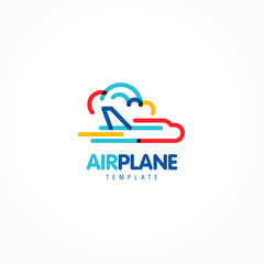 Wall Mural - Airplane logo colored lines