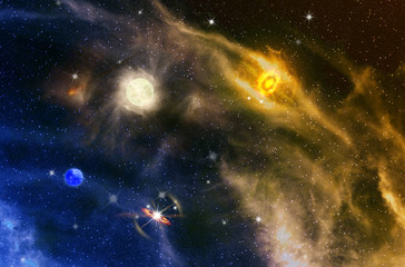 Wall Mural - nebula in galaxy with planetary,abstract background.