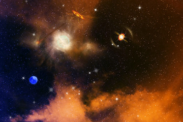 Wall Mural - nebula in galaxy with planetary,abstract background.