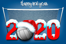 Snowy New Year Numbers 2020 And Volleyball Ball