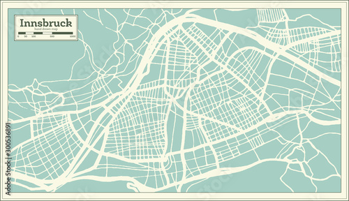 Cuadros en Lienzo Innsbruck Austria City Map in Retro Style. Outline Map.