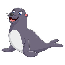 A Seal Cartoon Isolated On White Background