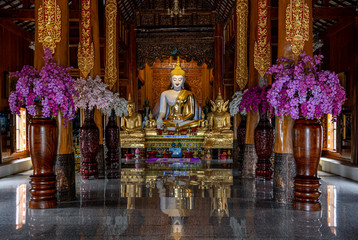 Chiang Mai, Thailand - 5 October 2019: The God of the Instant Buddha, a temple in Bandensali Sri Muang Temple, Khon Kaen or Banden Temple, Mae Taeng District.