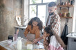© zinkevych - Curly cute girls feeling involved in cooking with daddy