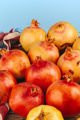 Sticker - Group of pomegranate fruits close up background