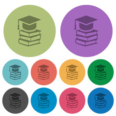 Poster - Graduation cap with books color darker flat icons