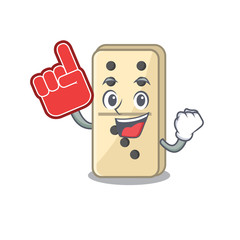 Sticker - isolated domino with foam finger the cartoon