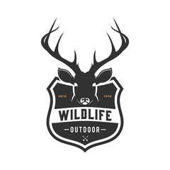 vintage deer head logo, icon and template