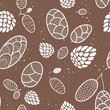 Abstract Christmas Seamless Pattern with Hand Drawn Pine Cones 