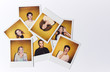 Instant Film Photos Of Young Men And Women For Modeling Casting In Studio On White Background
