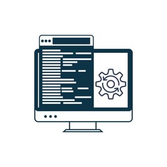 Wall Mural - the process of optimizing computer programs. vector image on a white background.