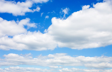 The blue sky is full of beautiful white clouds.