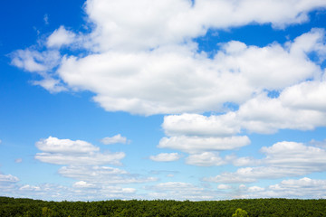 The blue sky is full of beautiful white clouds.