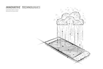 Wall Mural - cloud computing online storage low poly. polygonal future modern internet business technology. white