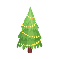 Wall Mural - Christmas tree. Vector illustration on a white background.