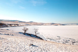 Fototapeta Natura - Winter landscape with lake covered with ice.Lake Baikal, Russia