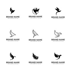 set bird logo design vector template white background