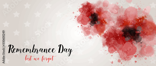 Cuadros en Lienzo Remembrance day background with watercolor painted poppies.
