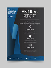 Wall Mural - brochure design flyer template blue color geometric shapes design layout, annual report, magazine, p
