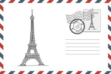 Envelope With Hand Drawn Eiffel Tower