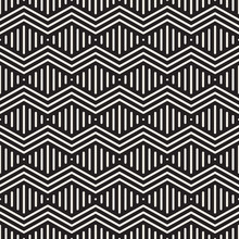 Vector Seamless Geometric Pattern. Modern Zigzag Texture. Linear Rounded Stripes Graphic Design.