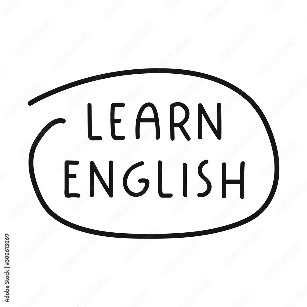 Learn English. Vector hand drawn illustration on white background ...