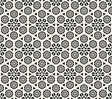 Vector Seamless Pattern. Modern Stylish Abstract Texture. Repeating Geometric Circle And Star Tiles From Striped Decorative Elements.