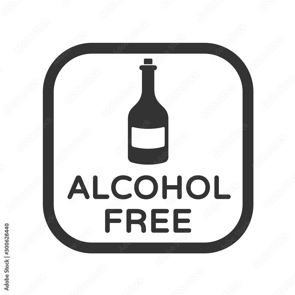 Alcohol free vector icon. Product free allergen ingredient symbol. No alcohol vector icon. Food intolerance stock vector illustration for printing on food packaging