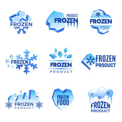 Wall Mural - ice logo. frozen product abstract badges cold and ice vector symbols. ice cold crystal badge for pro