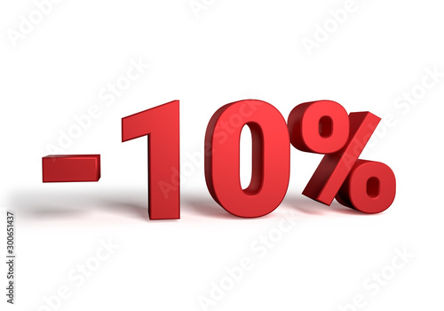 Fotomural 10% discount sale promotion off 3d rendered isolated on white background