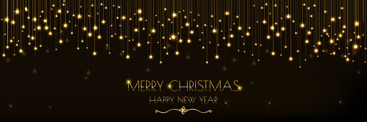 Wall Mural - Christmas banner design with glowing lights curtain