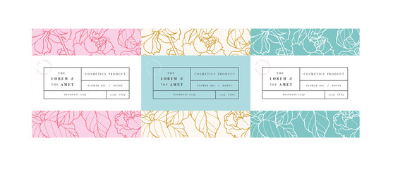 vector set pattens for cosmetics with label template design. patterns or wrapping paper for package 