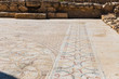 The remains of the mosaic floor in the archaeological site Ancient Shiloh in Samaria region in Benjamin district, Israel