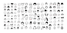 Pattern With Graphical Faces. Vector Illustration. Set Of People Icons