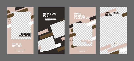 Wall Mural - set of minimalistic stories for social media. pack for creating your unique content. story mockup.