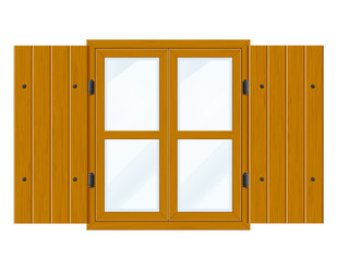 open wooden window with shutters and transparent glass for design vector illustration