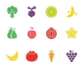 Wall Mural - fruits and vegetables fresh icons set flat design